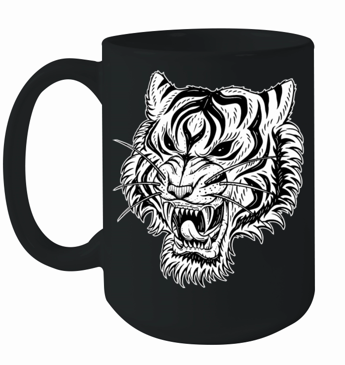 Dark Angry Tiger Sideview Ceramic Mug