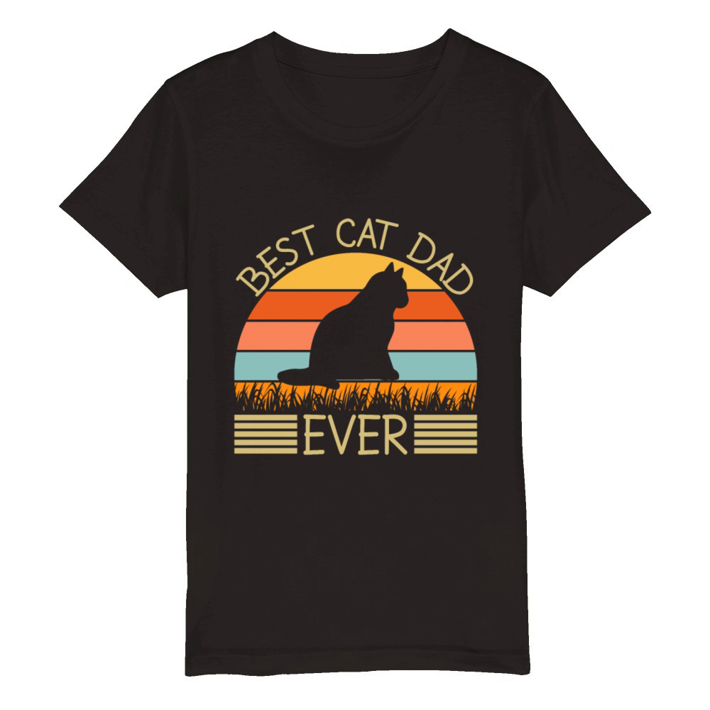 Best Cat Dad Ever Organic Kids Crewneck T-shirt