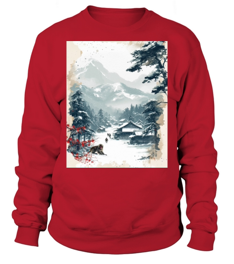 Vintage Animal Macaque Winter Monkey Japanese Art Sweatshirt Unisex