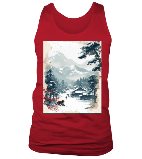 Vintage Animal Macaque Winter Monkey Japanese Art Tank Top Unisex