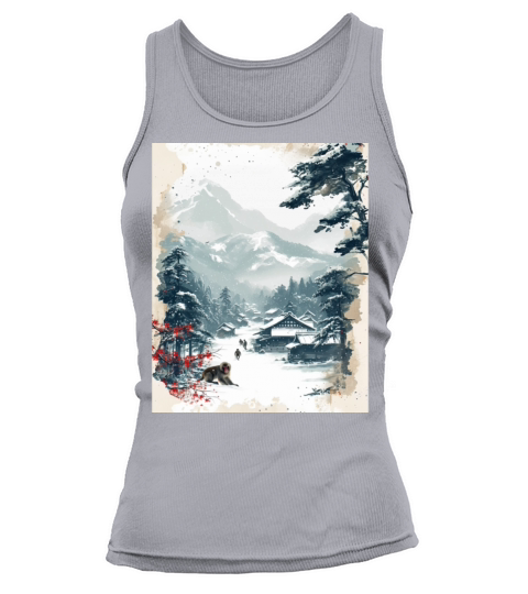 Vintage Animal Macaque Winter Monkey Japanese Art Tank top Woman