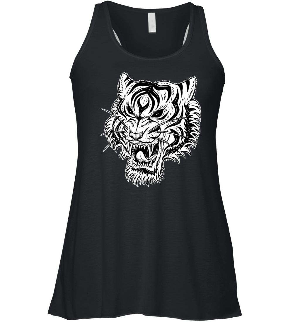 Dark Angry Tiger Sideview Women's Flowy Tank Top