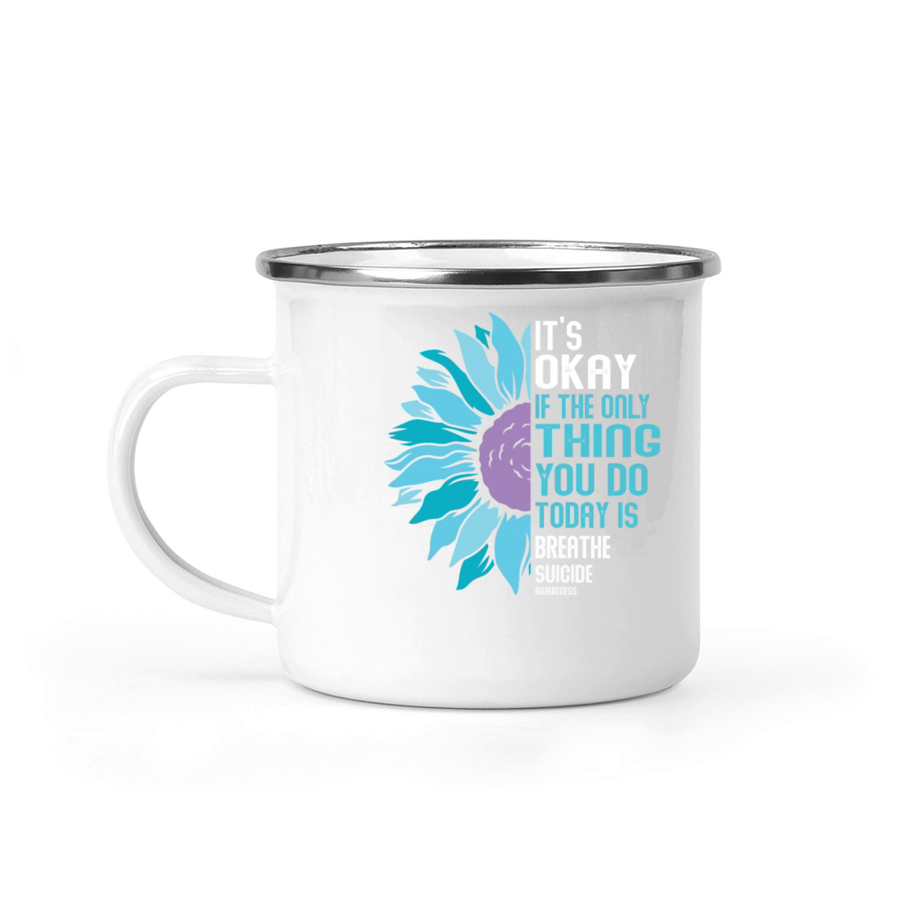 Mental Health Warrior Purple and Teal Camping Mug