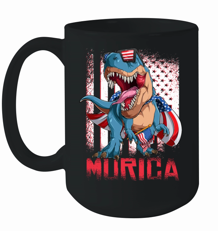 Murica 4th of July pride tee with rex Ceramic Mug