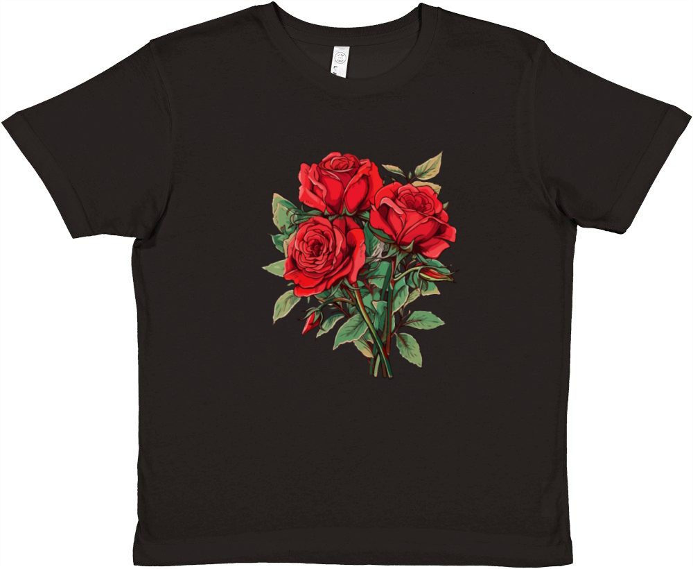 Floral Vintage Red Roses Lover Humor Flowers Fun Premium Kids Crewneck T-shirt