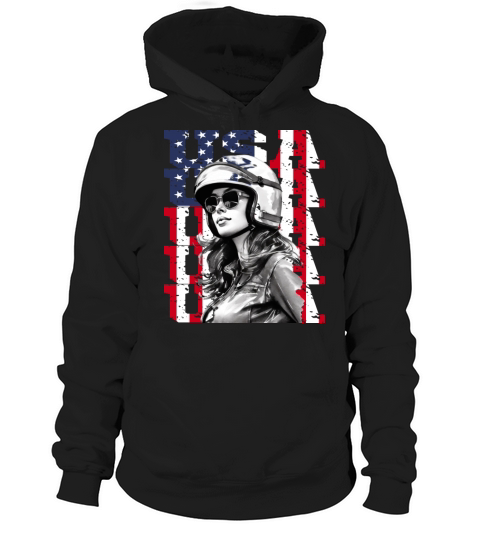 Vintage Motorcycle American Flag Helmet Biker Hoodie Unisex