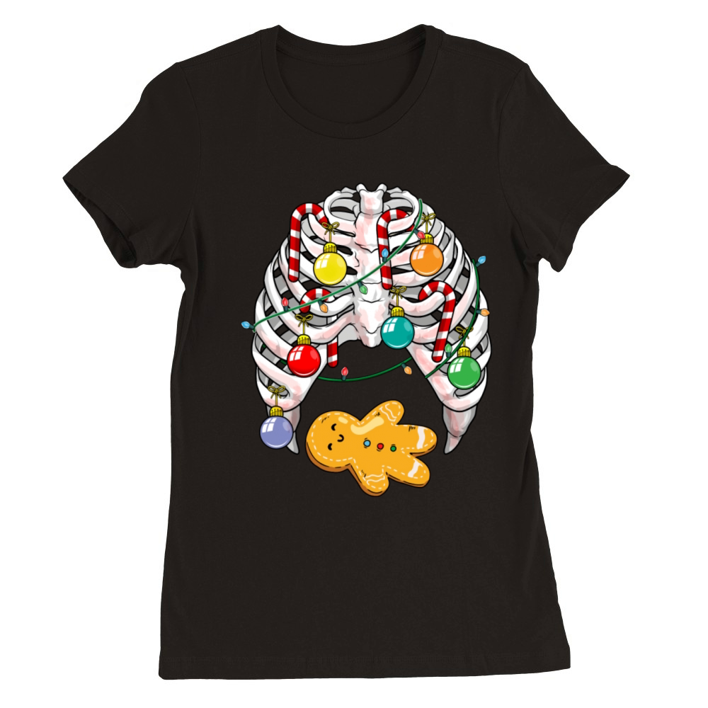 Gingerbread Man X Ray Skeleton Bones Christmas Premium Womens Crewneck T-shirt