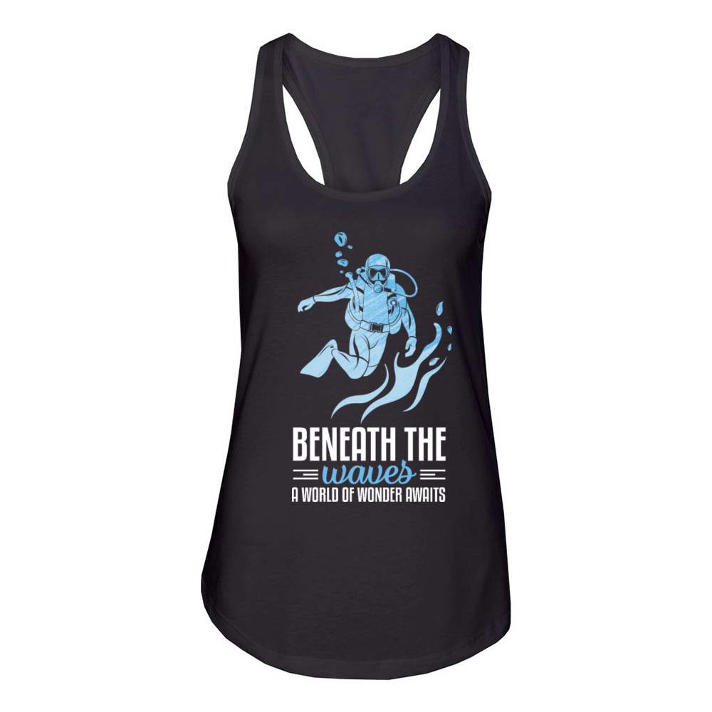 Beneath the Waves a world of wonder awaits Women's Racerback Tank