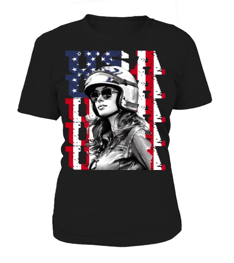 Vintage Motorcycle American Flag Helmet Biker Women's T-Shirt