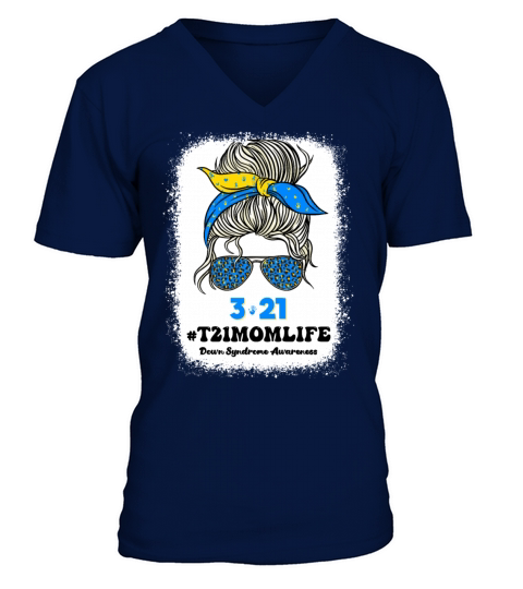 T21 World Down Syndrome Day 321 Awareness Support V-Neck T-shirt