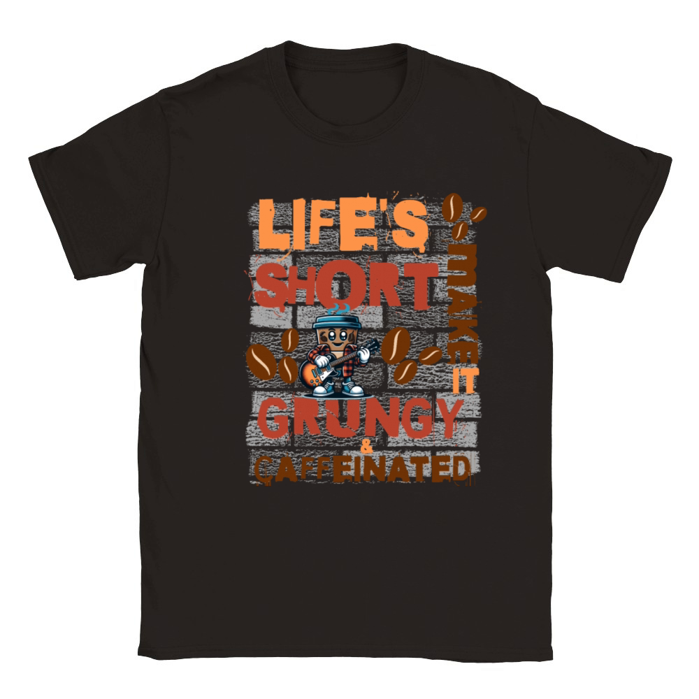 90s Grunge Lifes Short Make it Grungy Caffeinated Classic Kids Crewneck T-shirt