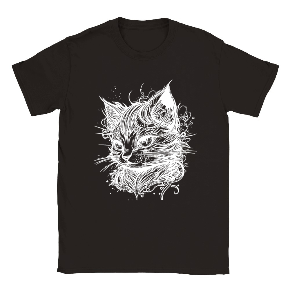 Cuddly Little Space Cat In Vintage Style Classic Kids Crewneck T-shirt