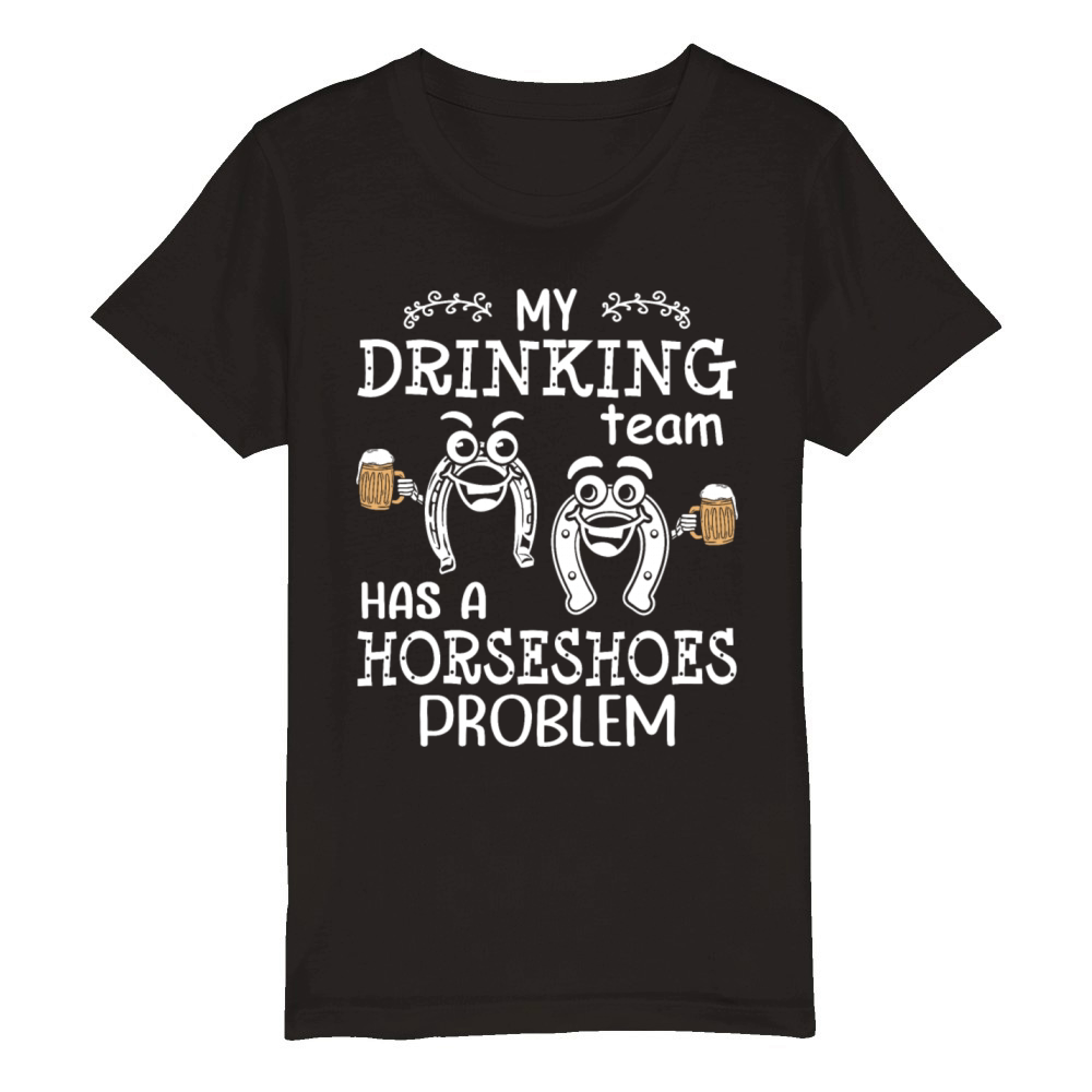 Drinking Team Horseshoe Pitching Organic Kids Crewneck T-shirt