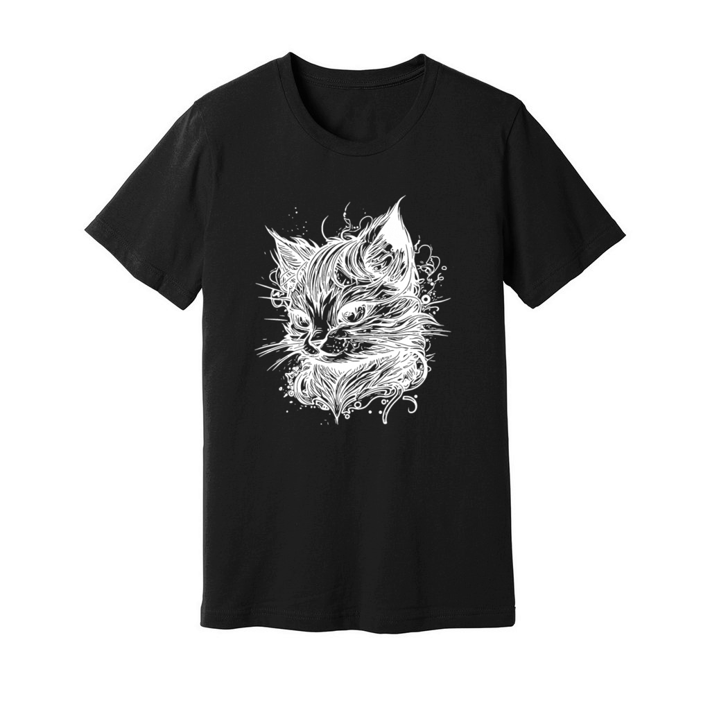 Cuddly Little Space Cat In Vintage Style Unisex Jersey Tee