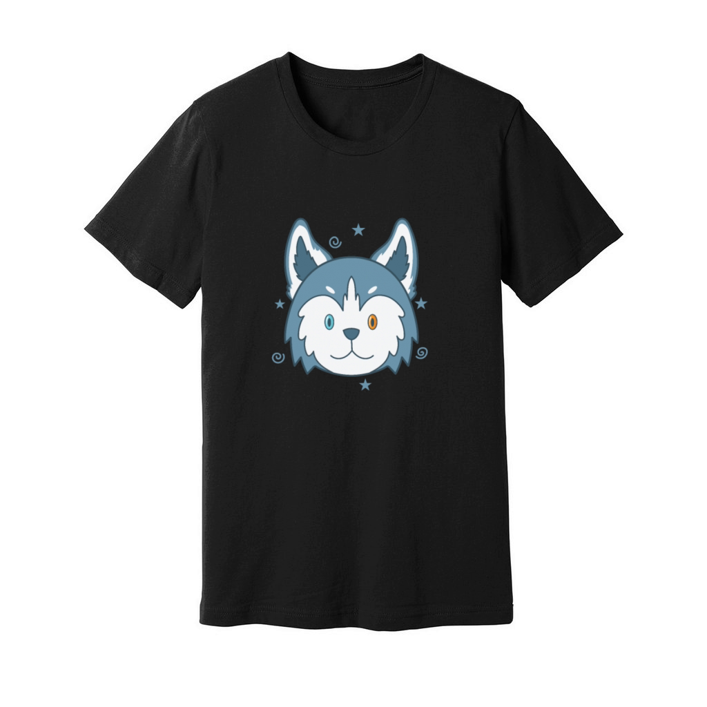 Husky sled Dog with colorful Eye Colors Unisex Jersey Tee