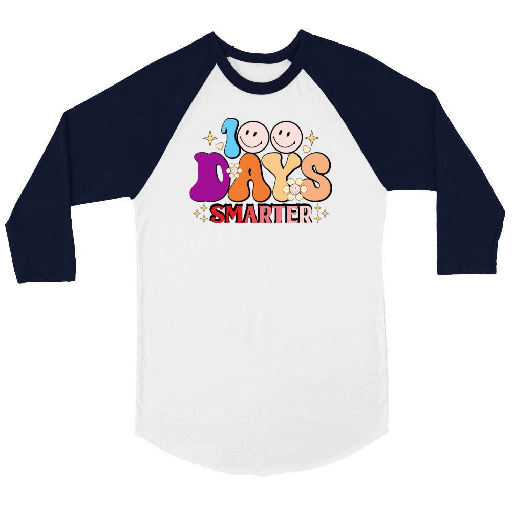 100 Days Smarter Unisex ¾ sleeve Raglan T-shirt