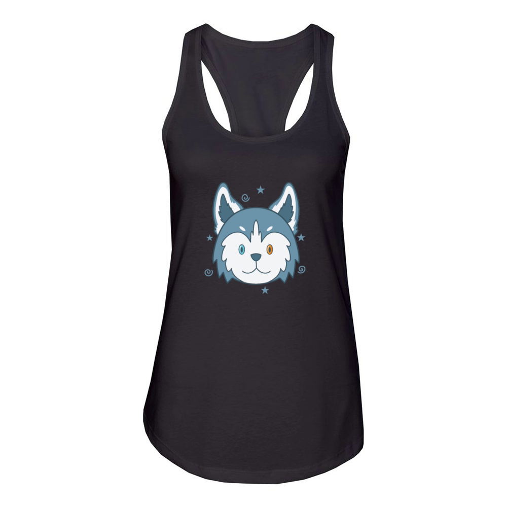 Husky sled Dog with colorful Eye Colors Women's Racerback Tank