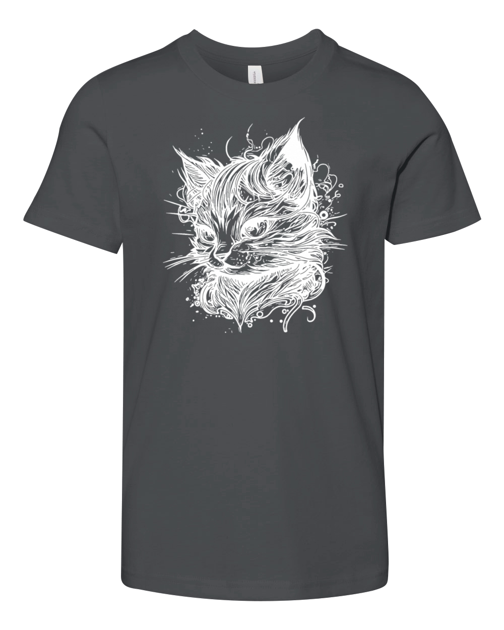 Cuddly Little Space Cat In Vintage Style Youth Unisex Jersey Tee