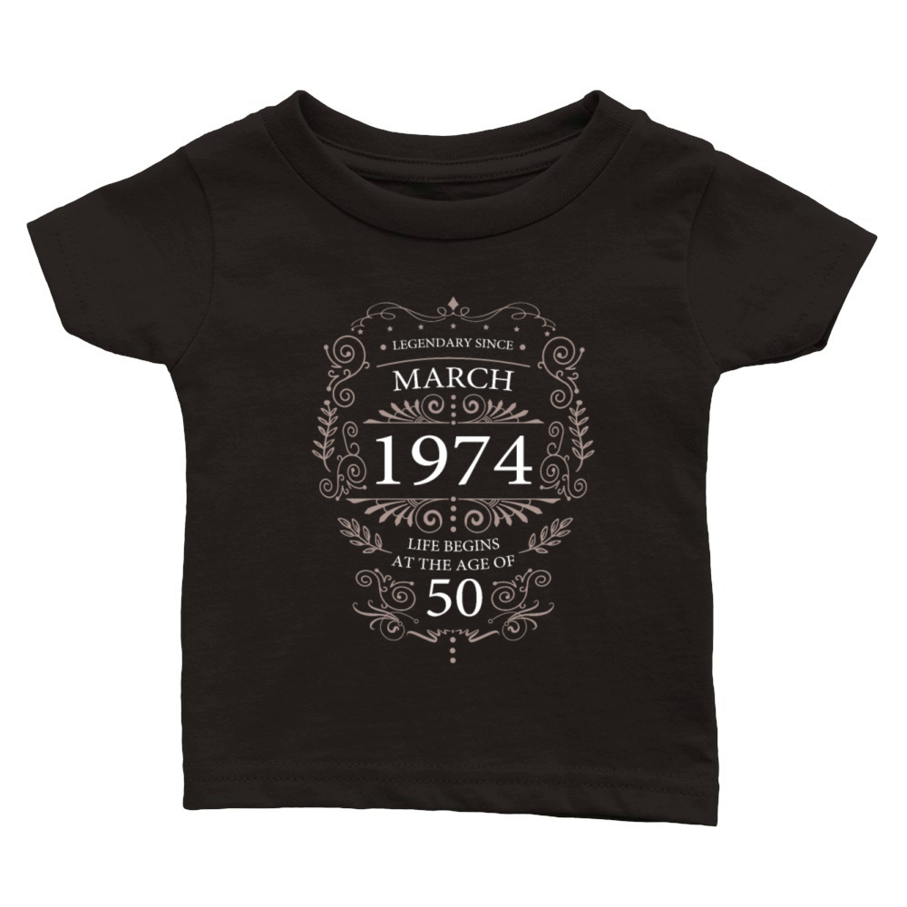 50th birthday March 1974 Classic Baby Crewneck T-shirt