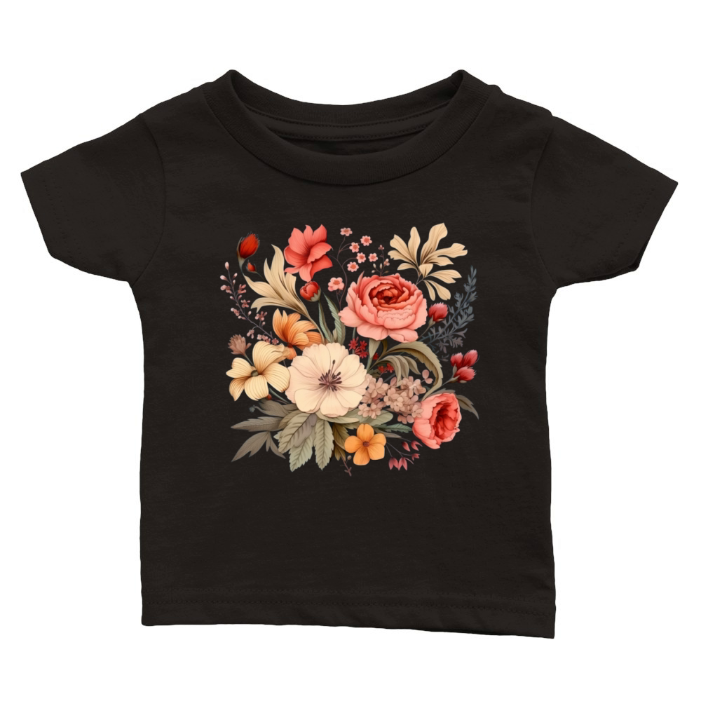 Aesthetic Cottagecore Vintage Flowers Botanical Classic Baby Crewneck T-shirt