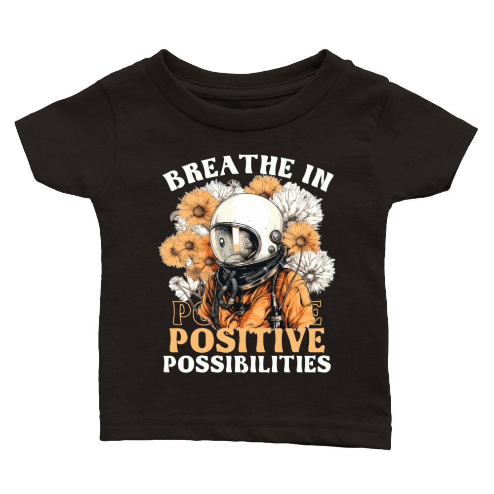 Sunflower Spaceman Positive Mindset Quote Astronau Classic Baby Crewneck T-shirt