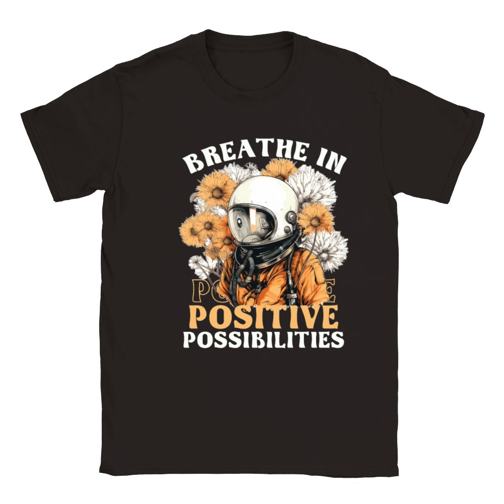 Sunflower Spaceman Positive Mindset Quote Astronau Classic Kids Crewneck T-shirt