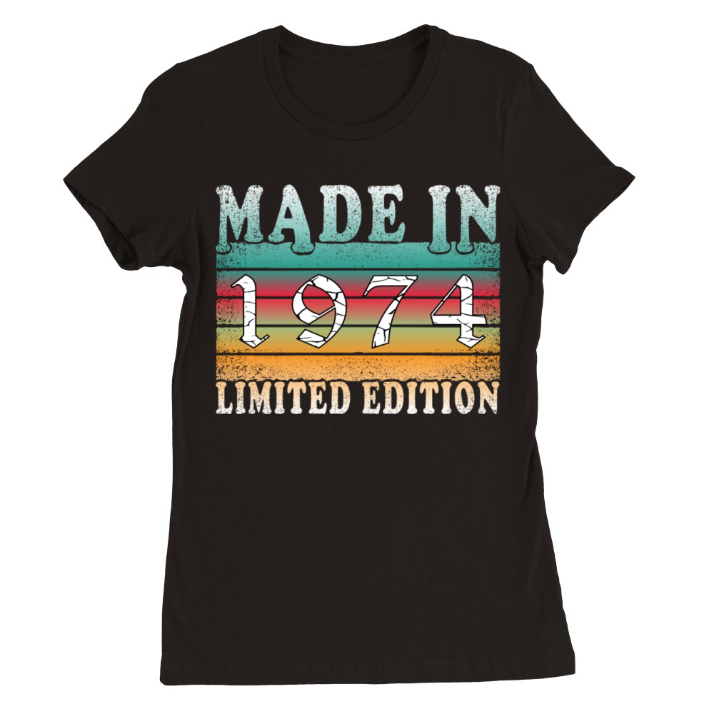 Year 1974 born Vintage Birthday Gift Premium Womens Crewneck T-shirt