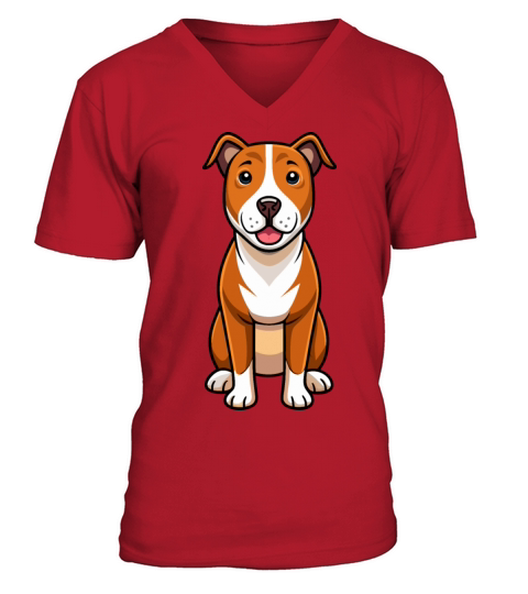 Loyal Staffordshire Terrier Portrait V-Neck T-shirt