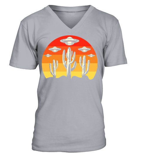 Vintage UFO Alien Cactus V-Neck T-shirt
