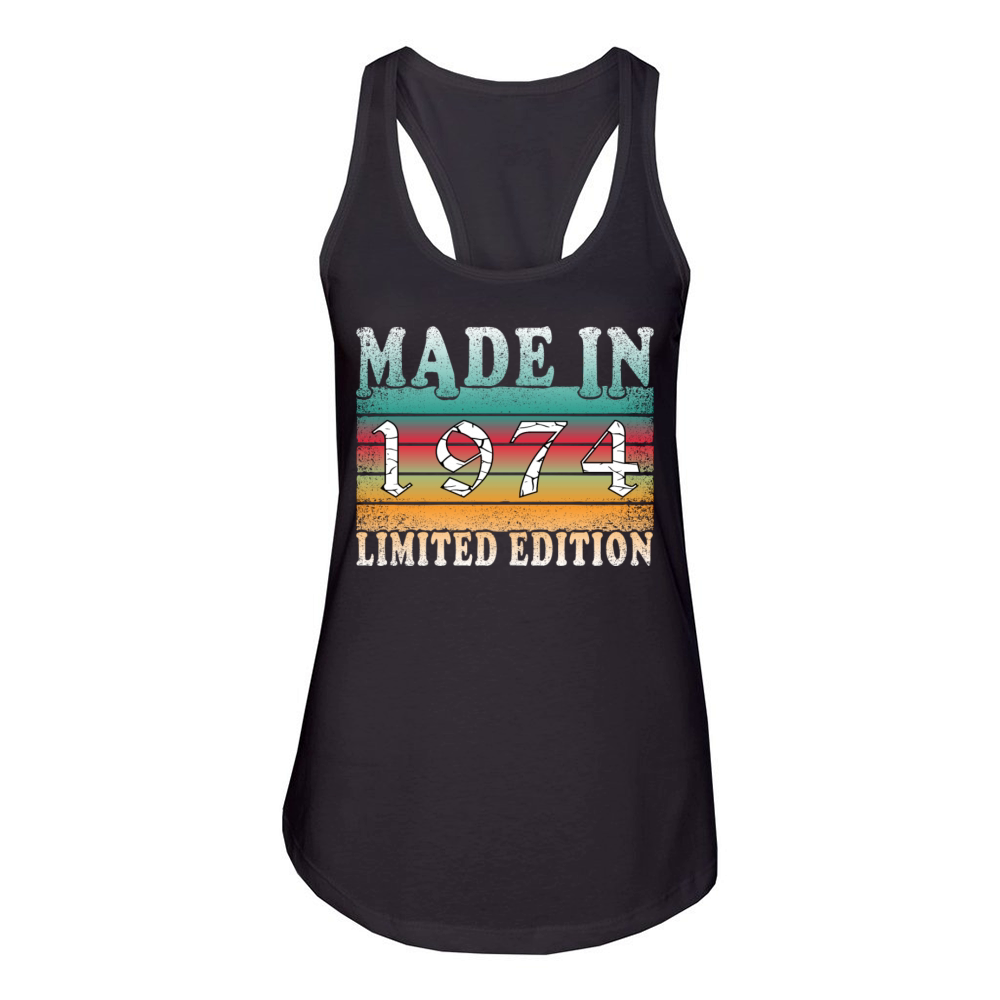 Year 1974 born Vintage Birthday Gift Women's Racerback Tank