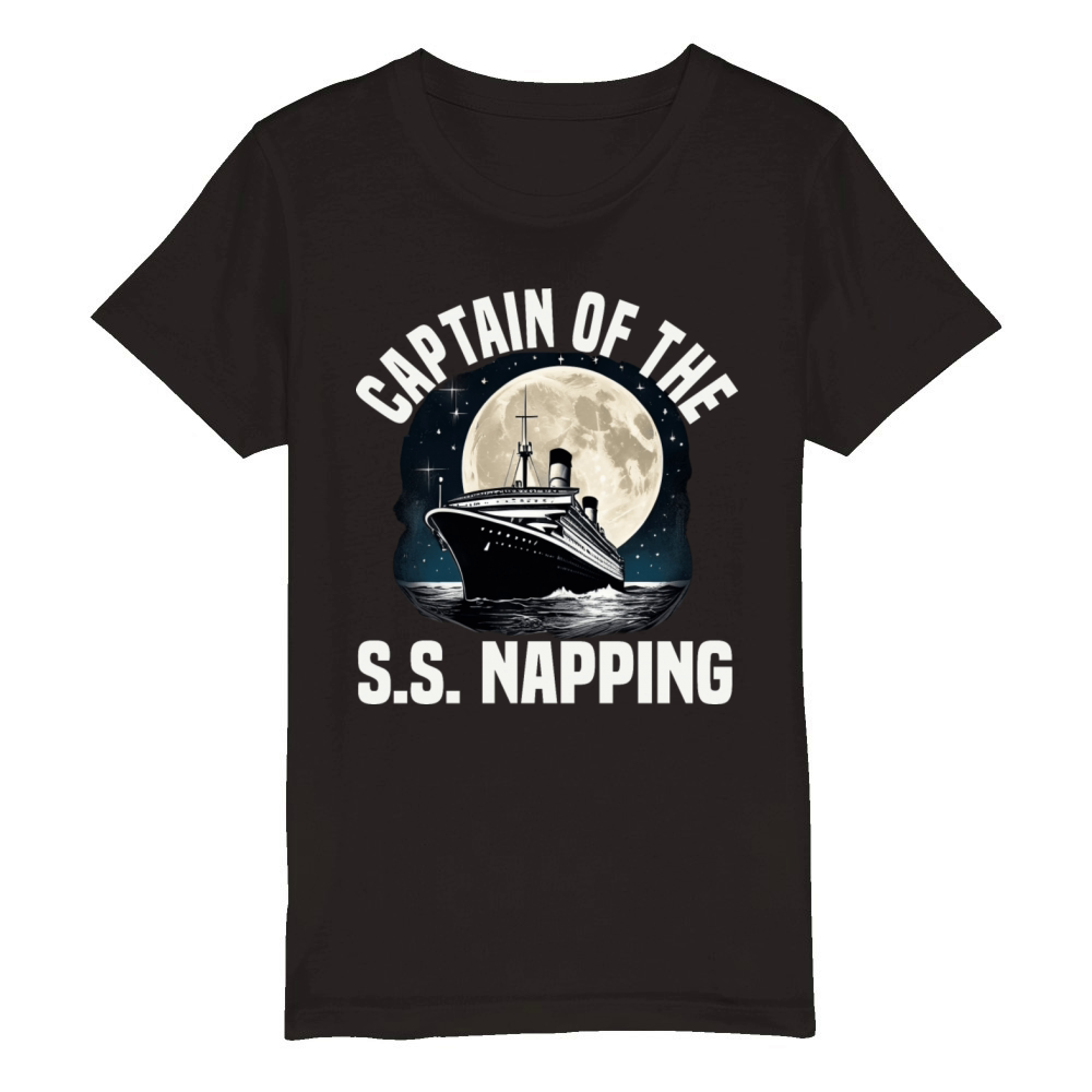 Captain Of Ss Napping Cruise Ship Vacation Group Organic Kids Crewneck T-shirt