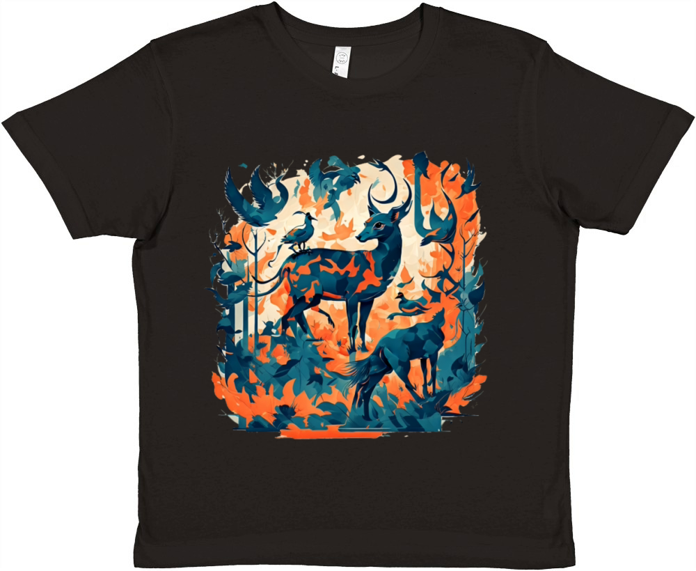 wild life abstract illustration vintage Premium Kids Crewneck T-shirt