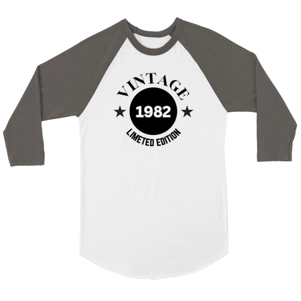 42 Year Old Vintage 1982 Limited Edition Unisex ¾ sleeve Raglan T-shirt