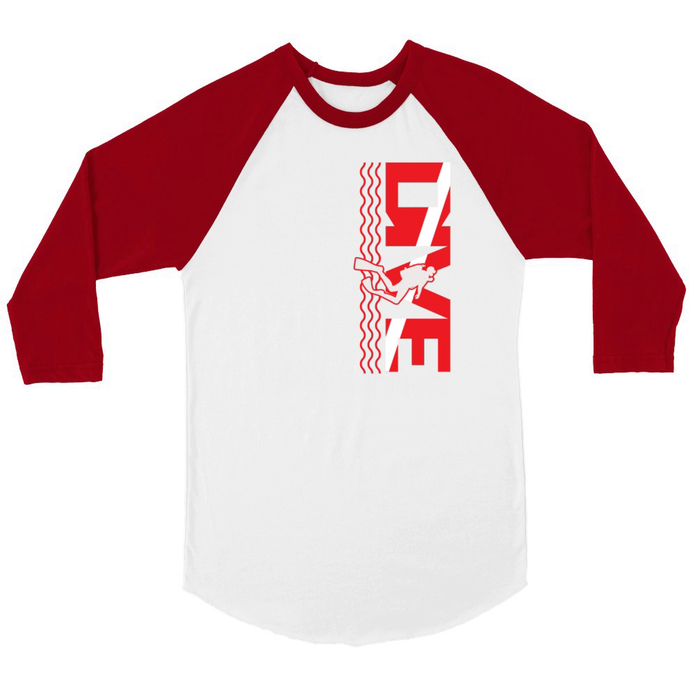 Vintage Distressed Scuba Diving Snorkeling Dive Unisex ¾ sleeve Raglan T-shirt