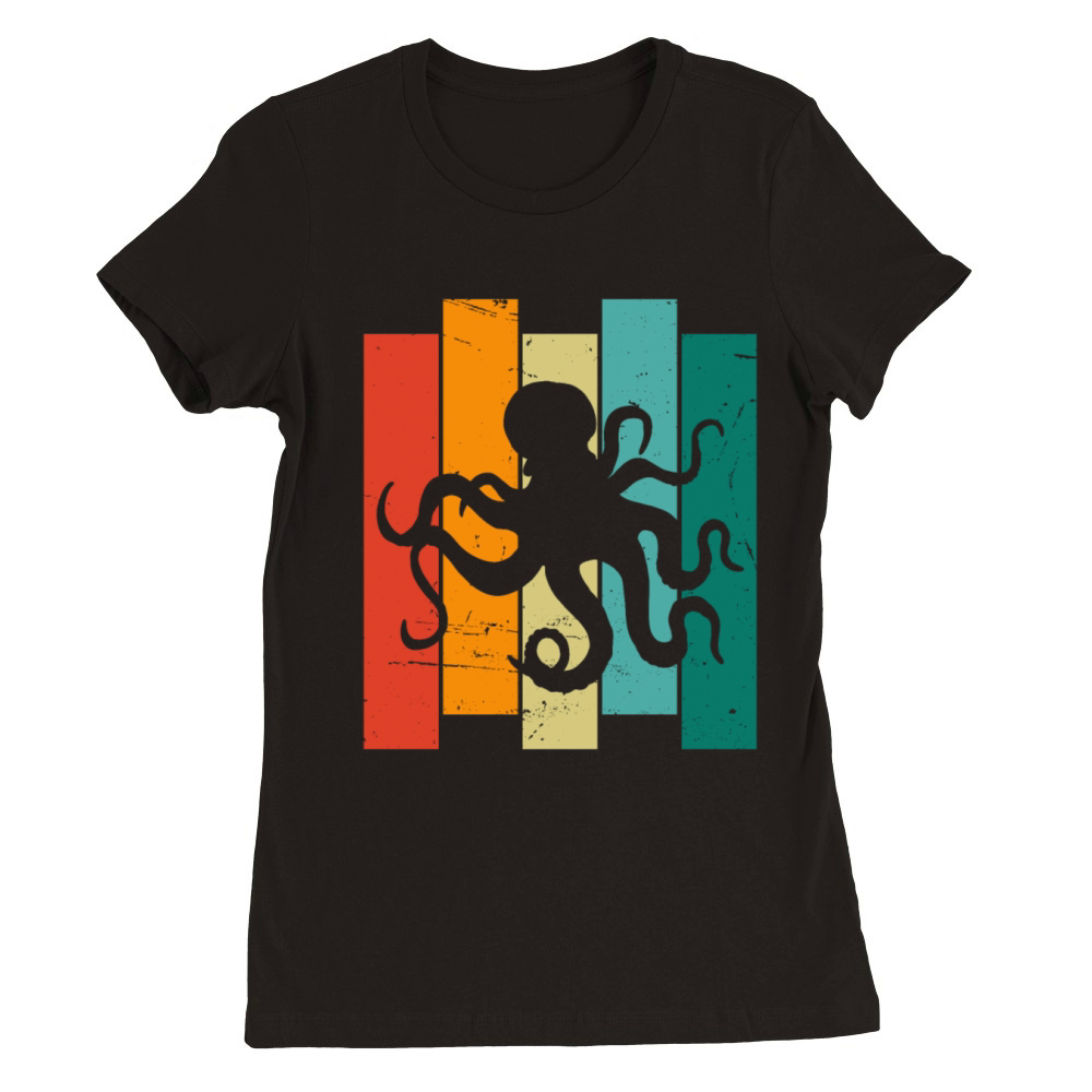 Retro Octopus Premium Womens Crewneck T-shirt
