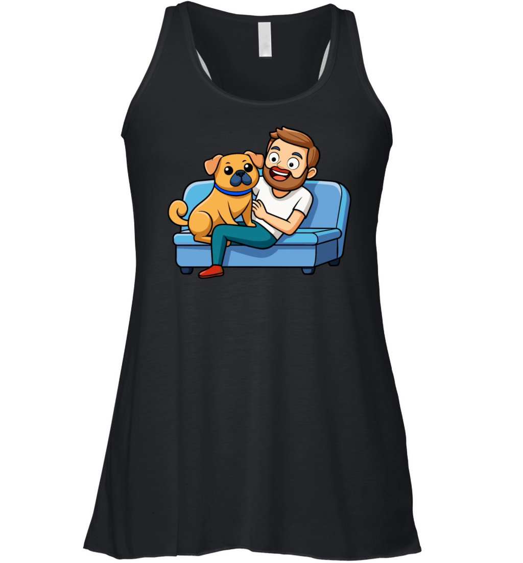 Affectionate Puggle Snuggle Digital Art Women's Flowy Tank Top