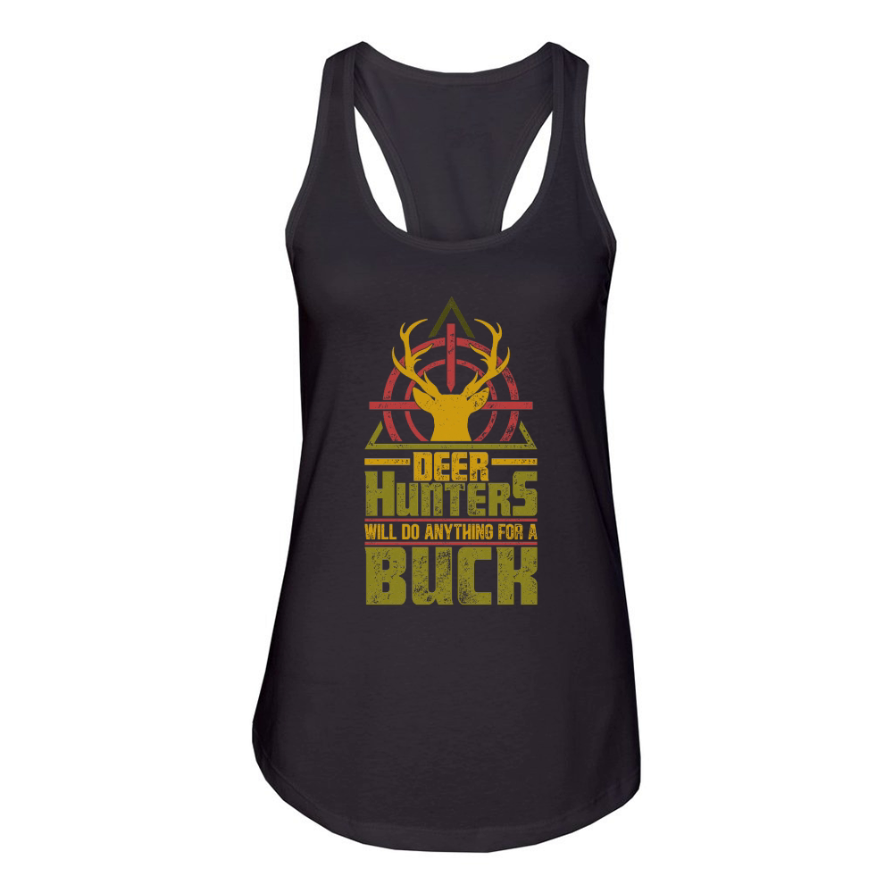 Vintage Deer Hunting Will do anythung for a Buch Women's Racerback Tank