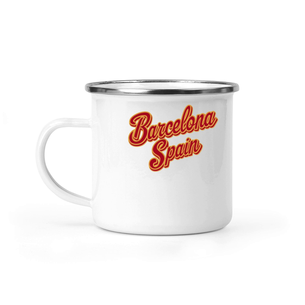 Barcelona Spain Souvenir Retro Vintage Style Camping Mug