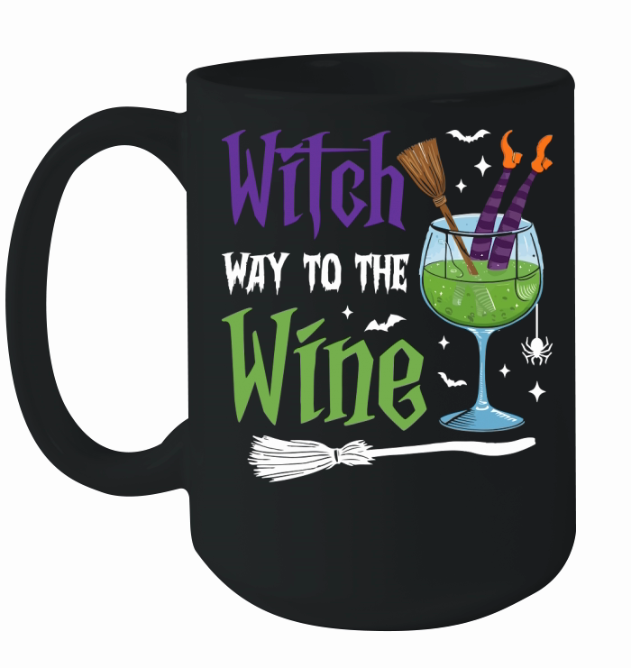 260. witch way to the wine happy halloween Ceramic Mug