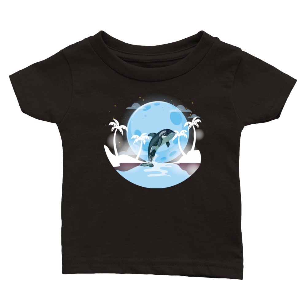 Galaxy Moon whale Retro whale And Moon Classic Baby Crewneck T-shirt
