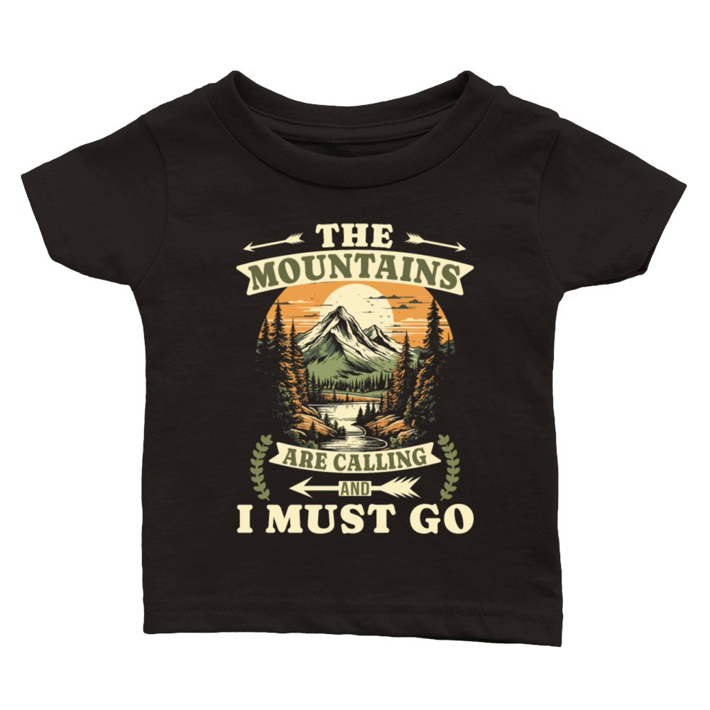 The Mountains Are Calling Vintage Hiking Classic Baby Crewneck T-shirt