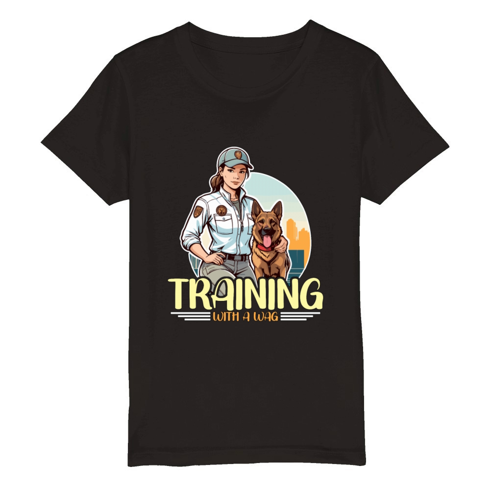 Dog Trainer Training With A Wag Loves Dog Sport Organic Kids Crewneck T-shirt