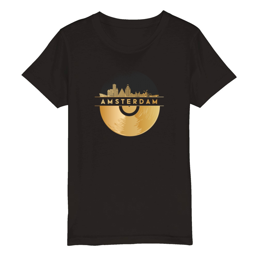 Vinyl-Record-Player Music Organic Kids Crewneck T-shirt