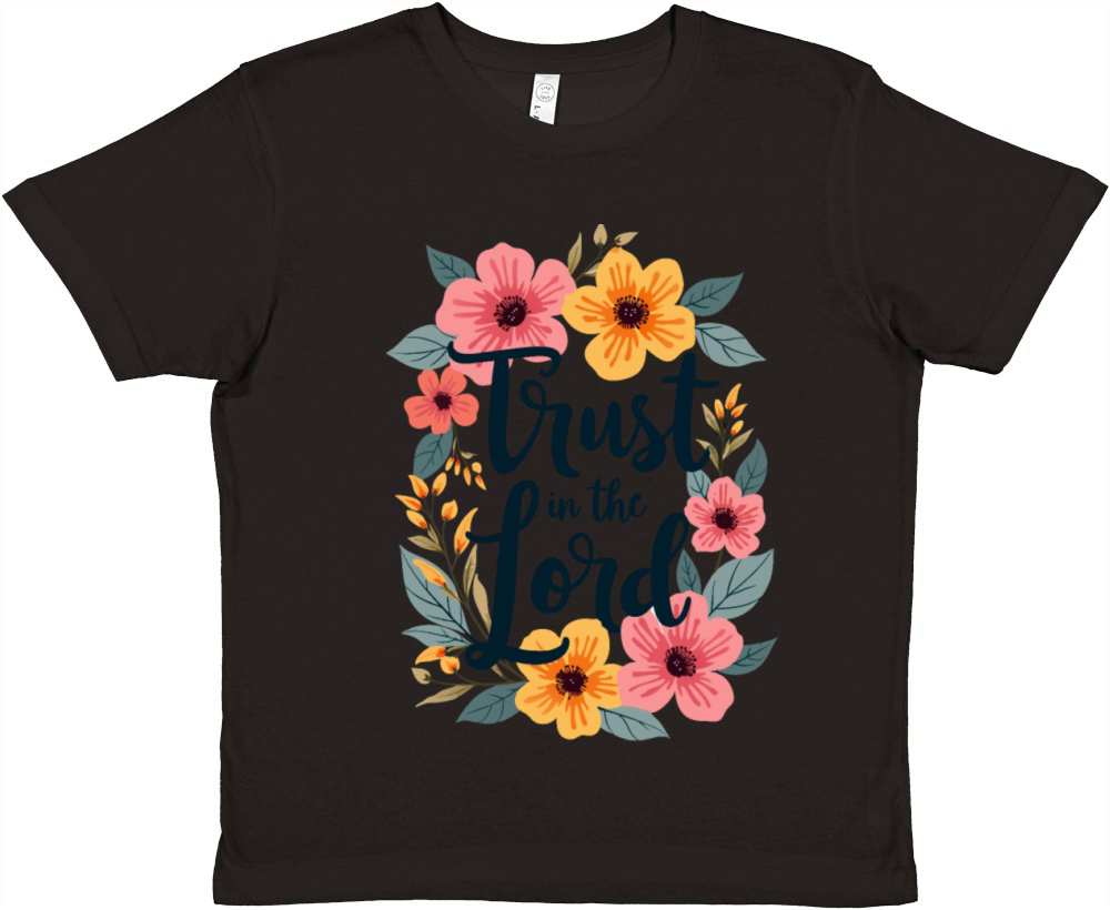 Trust In The Lord Christian Quote Flower Floral Premium Kids Crewneck T-shirt