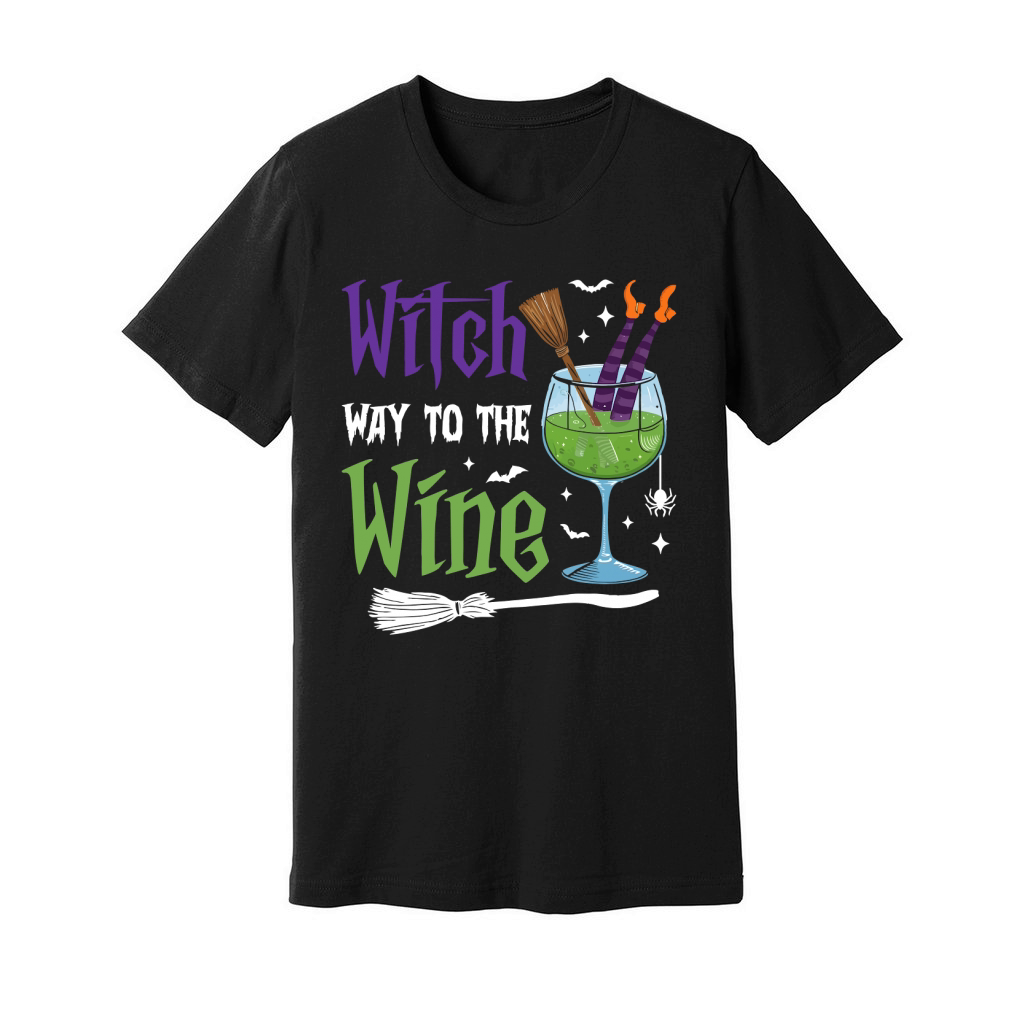 260. witch way to the wine happy halloween Unisex Jersey Tee