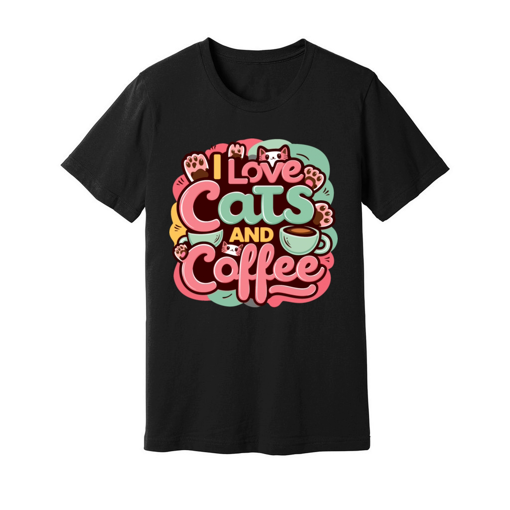 I Love Cats and Coffee Unisex Jersey Tee