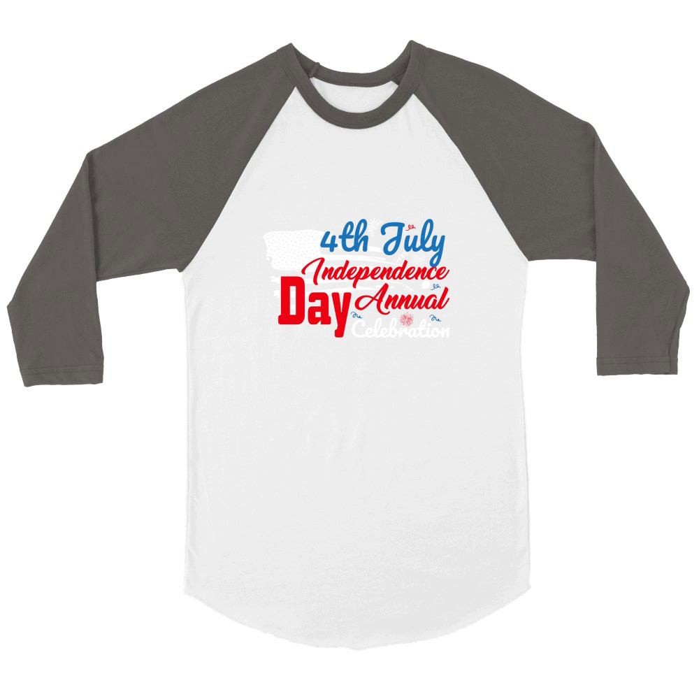 4th July Independence Day annual Celebration Unisex ¾ sleeve Raglan T-shirt