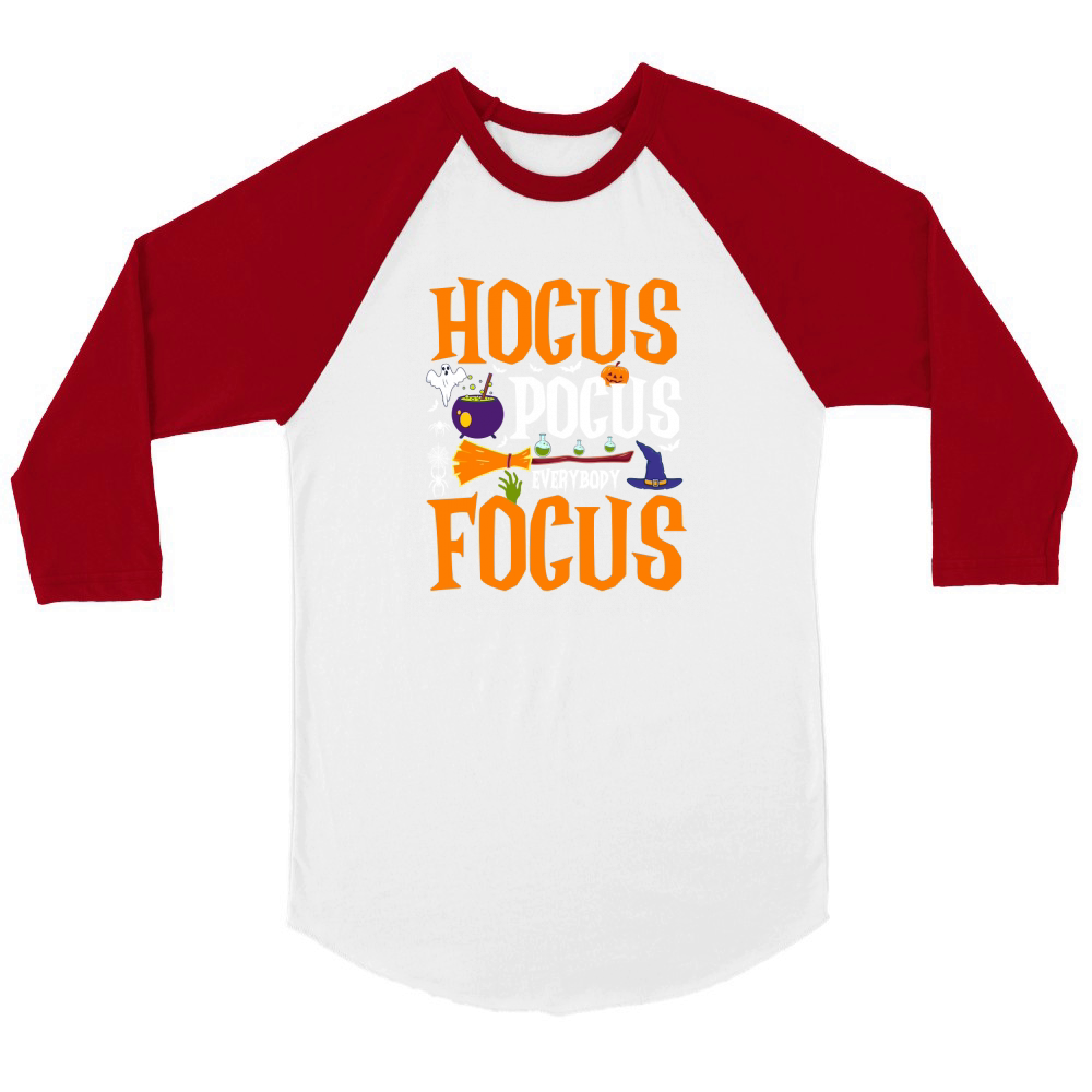 Hocus Pocus Everybody Focus Unisex ¾ sleeve Raglan T-shirt