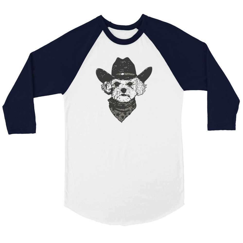 Maltipoo Cowboy Dog Maltese Western gifts Unisex ¾ sleeve Raglan T-shirt