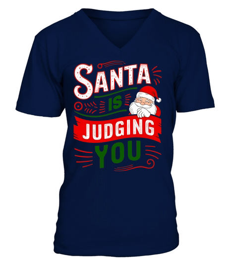 Santa Is judging You Christmas V-Neck T-shirt